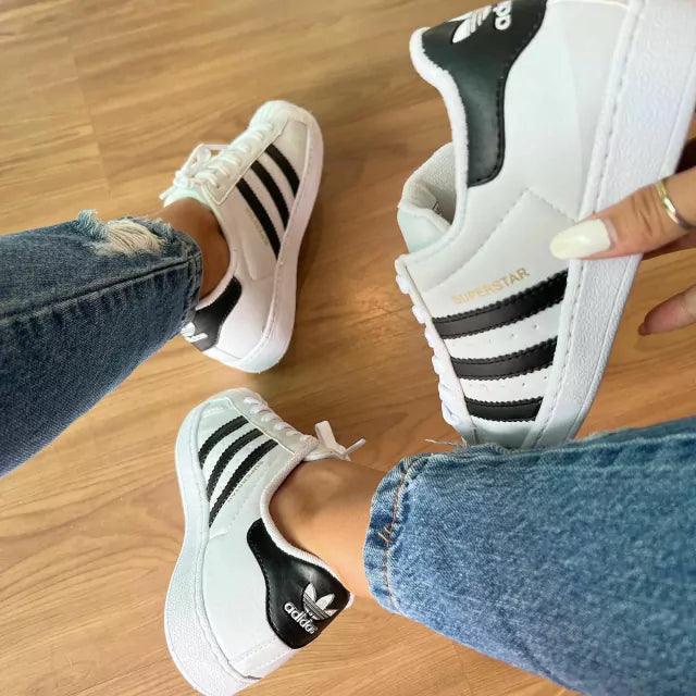 Tênis Adidas Super Star Branco e Preto Premium - Loja Menina Maluca