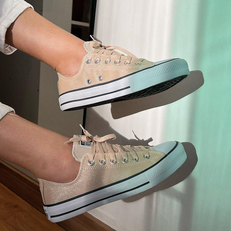Tênis All Star Amêndoa Brilho Feminino Premium - Loja Menina Maluca