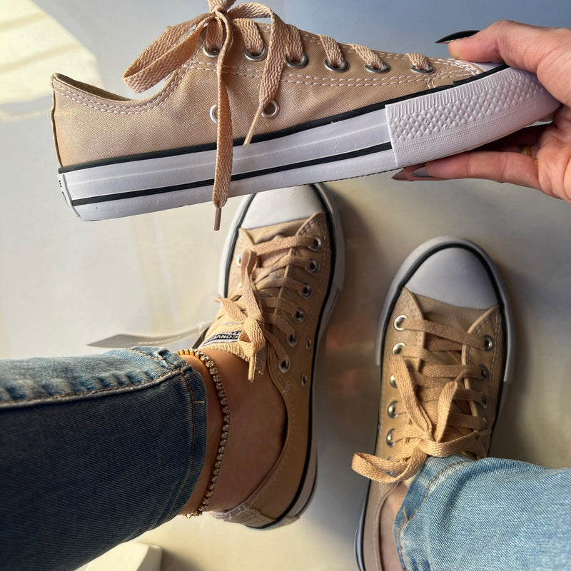 Tênis All Star Amêndoa Brilho Feminino Premium - Loja Menina Maluca