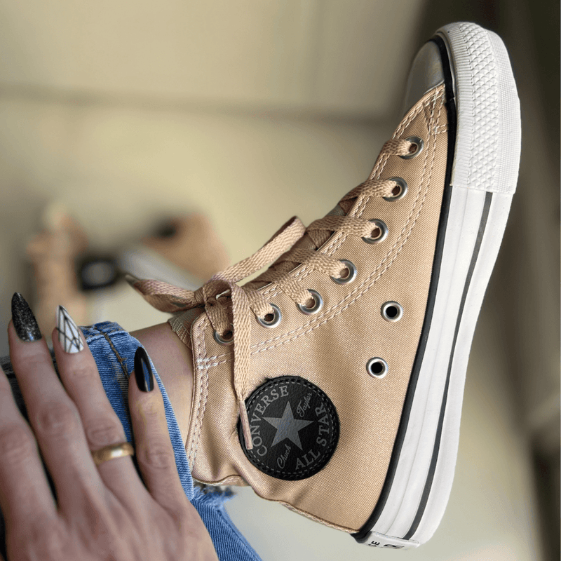 Tênis All Star Cano Alto Amêndoa Brilho Feminino Premium - Loja Menina Maluca