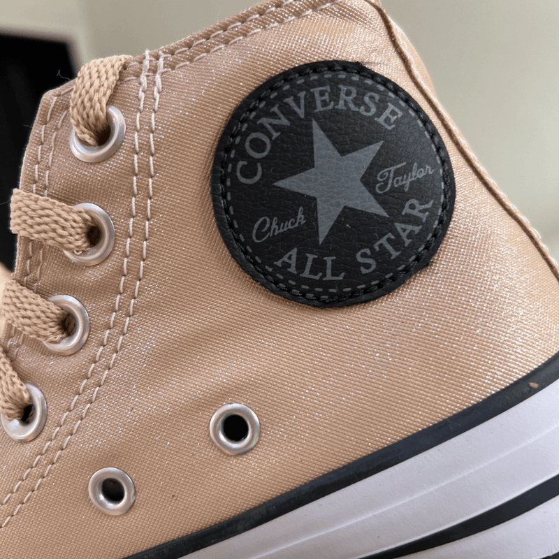 Tênis All Star Cano Alto Amêndoa Brilho Feminino Premium - Loja Menina Maluca