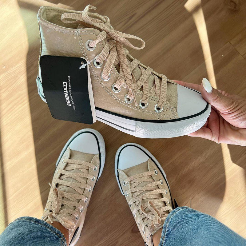 Tênis All Star Cano Alto Amêndoa Brilho Feminino Premium - Loja Menina Maluca