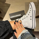 Tênis All Star Cano Alto Branca Courino Feminino Premium - Loja Menina Maluca