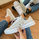 Tênis All Star Courino Cinza e Lilás Feminino Premium - Loja Menina Maluca