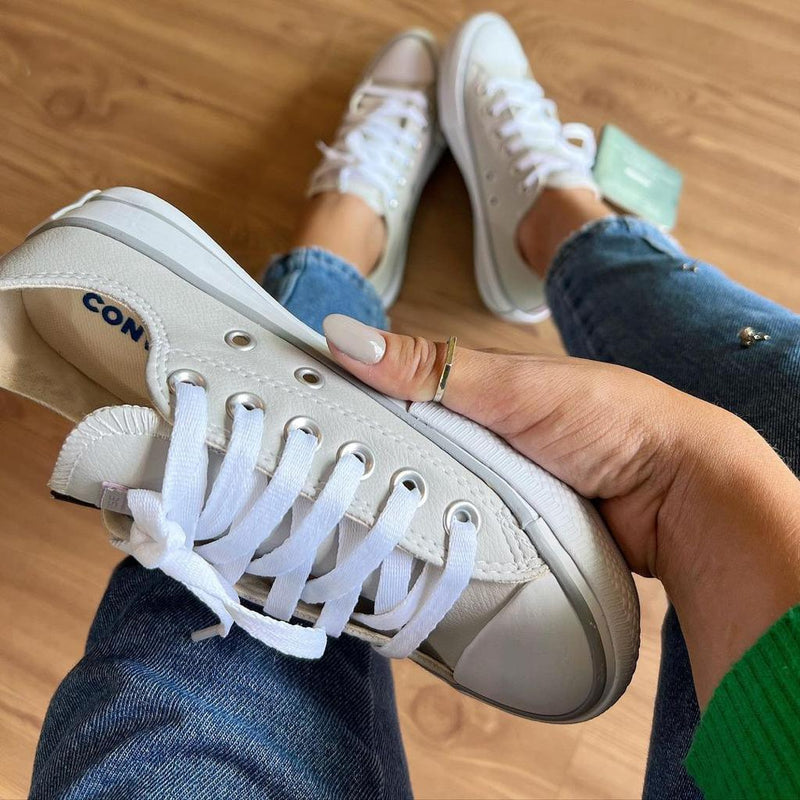 Tênis All Star Courino Cinza e Lilás Feminino Premium - Loja Menina Maluca