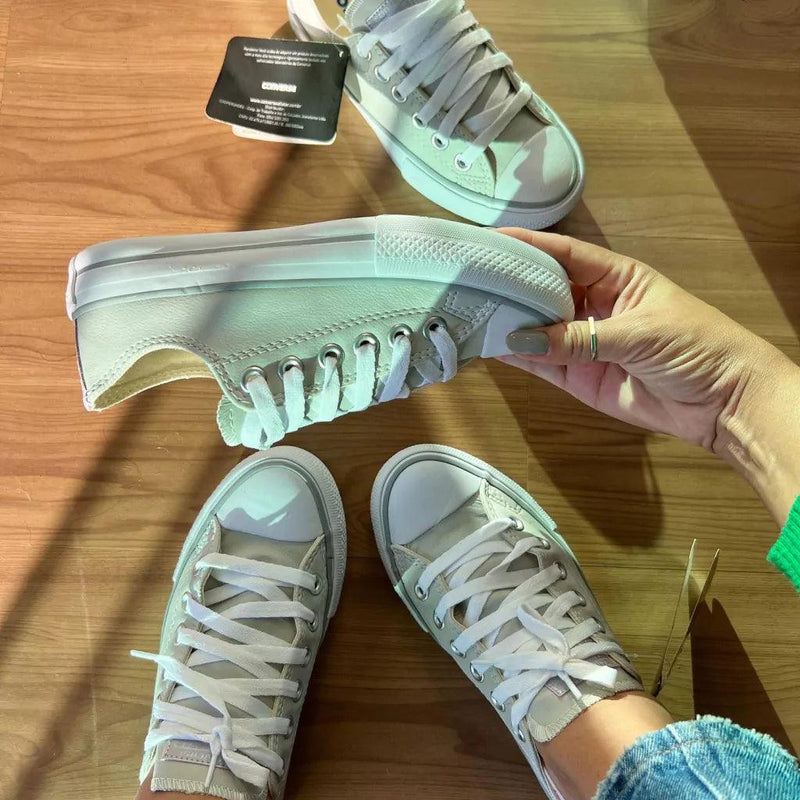 Tênis All Star Courino Cinza e Lilás Feminino Premium - Loja Menina Maluca