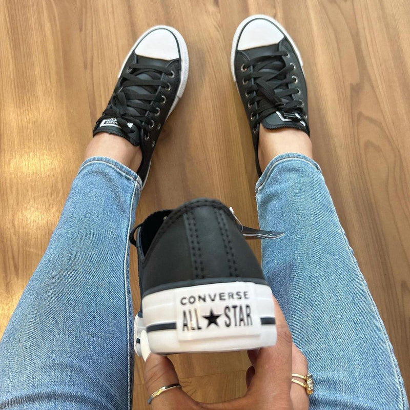 Tênis All Star Couro Preto Premium - Loja Menina Maluca
