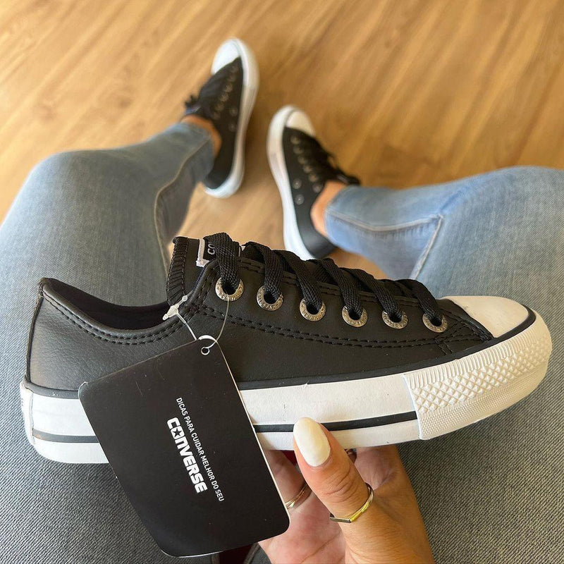 Tênis All Star Couro Preto Premium - Loja Menina Maluca