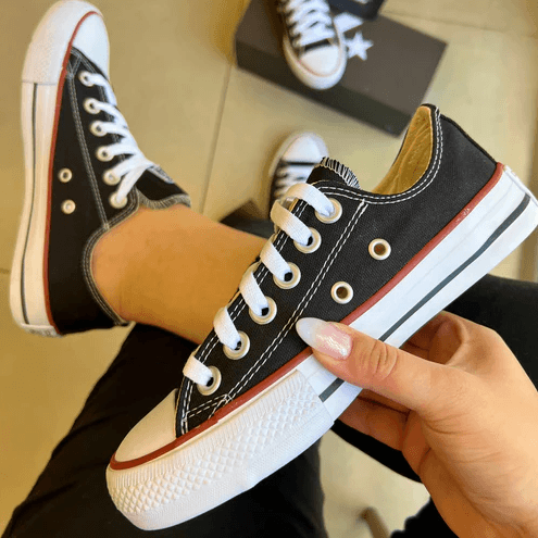 Tênis All Star Preto e Vermelho Clássico - Loja Menina Maluca