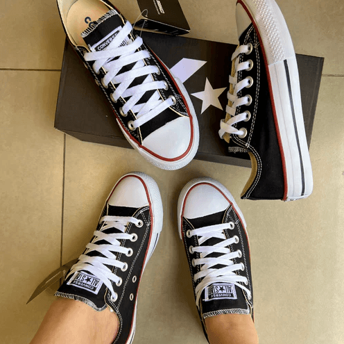 Tênis All Star Preto e Vermelho Clássico - Loja Menina Maluca