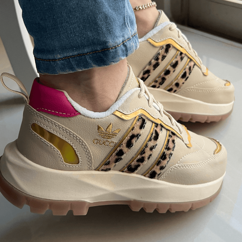 Tênis Gucci White Onça Pink Feminino Premium - Loja Menina Maluca