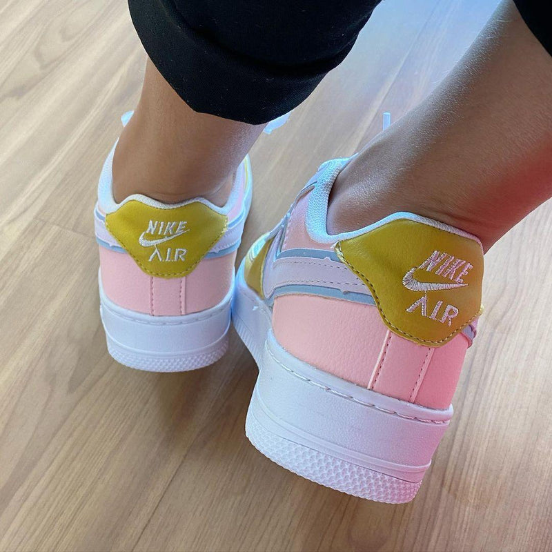 Tênis Nike Air Force 1 Amarelo e Rosa Feminino Premium - Loja Menina Maluca