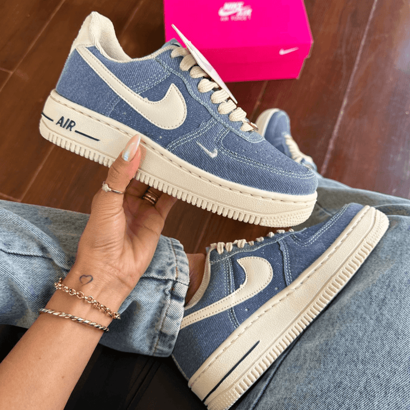 Tênis Nike Air Force 1 Jeans Azul Feminino Premium - Loja Menina Maluca
