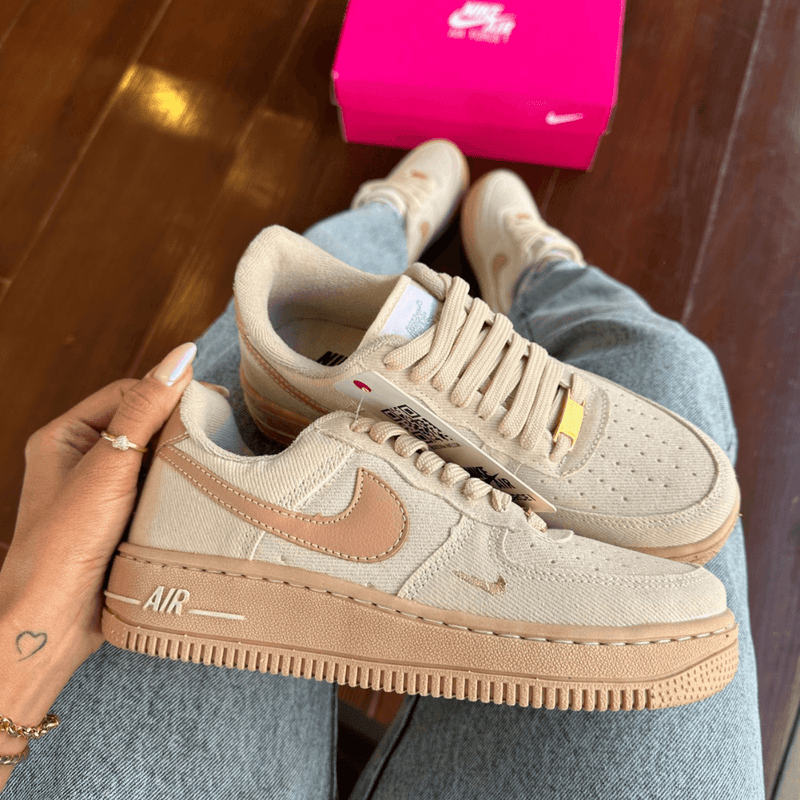 Tênis Nike Air Force 1 Jeans Off White Rosado Premium - Loja Menina Maluca
