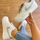 Tênis Nike Air Force Branco e Cinza Feminino Premium - Loja Menina Maluca