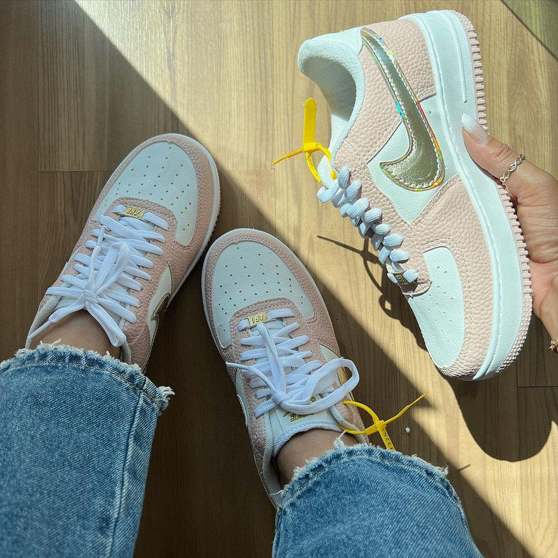 Tênis Nike Air Force Rosa Ouro Premium - Loja Menina Maluca