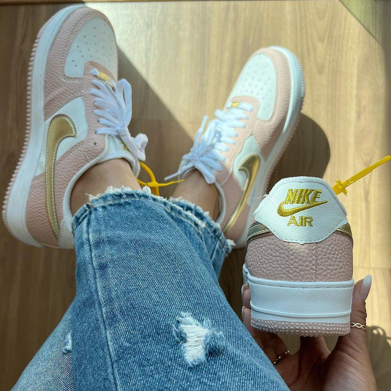 Tênis Nike Air Force Rosa Ouro Premium - Loja Menina Maluca