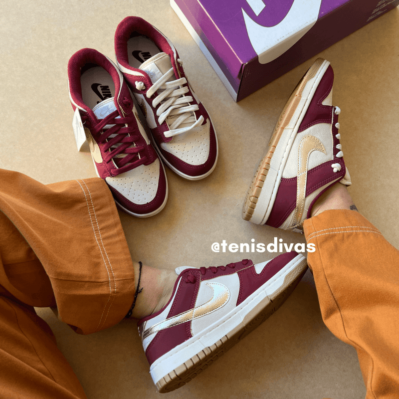 Tênis Nike Dunk SB Bordo Ouro Light Premium - Loja Menina Maluca