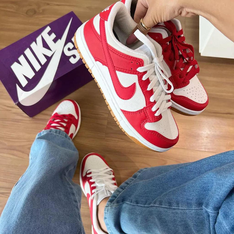 Tênis Nike Dunk SB Branco e Vermelho Unissex Premium - Loja Menina Maluca